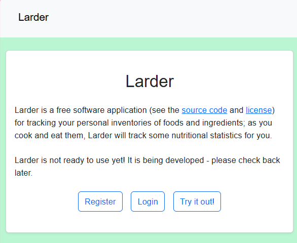 Home page of Larder